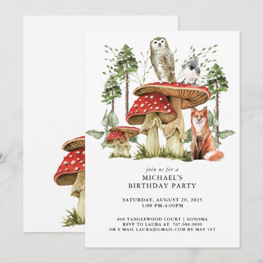 Rustieke bos bosdieren jongen verjaardag kaart (Voorkant / Achterkant)
