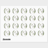 Rustieke bos bosgroen initialen bruiloft ronde sticker (Vel)
