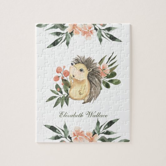 Rustieke bos bosland Cute egel naam Legpuzzel (Verticaal)