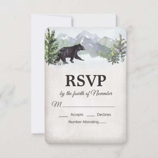 Rustieke Bos Bruiloft Beer RSVP Kaartje (Voorkant)