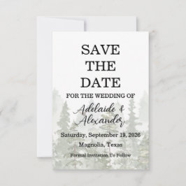 Rustieke bos bruiloft groen save the date
