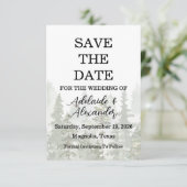 Rustieke bos bruiloft groen save the date (Staand voorkant)