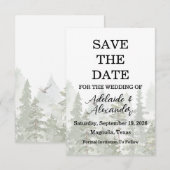 Rustieke bos bruiloft groen save the date (Voorkant / Achterkant)