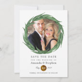 Rustieke bos bruiloft groen save the date (Voorkant)