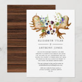 Rustieke Bos Bruiloft Verminderde Gastenlijst Aankondiging (Voorkant / Achterkant)