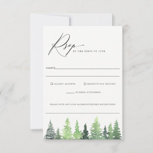 Rustieke Bos Bruiloft Voedsel Allergie RSVP Kaart (Voorkant)