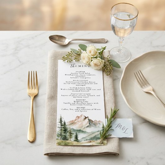 Rustieke bos bruiloftsmenu menu