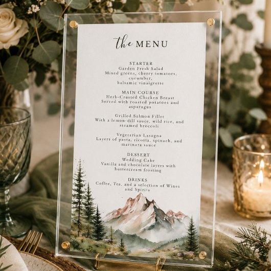 Rustieke bos bruiloftsmenu menu