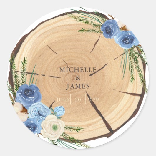 Rustieke Bos Bruiloftsthema Ronde Sticker (Voorkant)