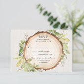Rustieke bos buiten bos thema bruiloft RSVP Informatiekaartje (Staand voorkant)