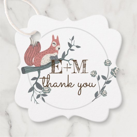 Rustieke Bos Eekhoorn Geborduurd Bedankt Bedankjes Labels (Voorkant)