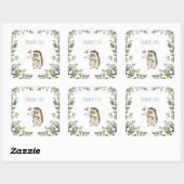 Rustieke Bos Egel Aquarel Bedankt Vierkante Sticker (Vel)