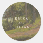 Rustieke Bos Elegante Bruiloft Ronde Sticker (Voorkant)