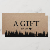 Rustieke Bos Elegante Kraft Cadeaubonnen (Voorkant / Achterkant)