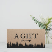 Rustieke Bos Elegante Kraft Cadeaubonnen (Staand voorkant)