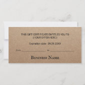 Rustieke Bos Elegante Kraft Cadeaubonnen (Achterkant)