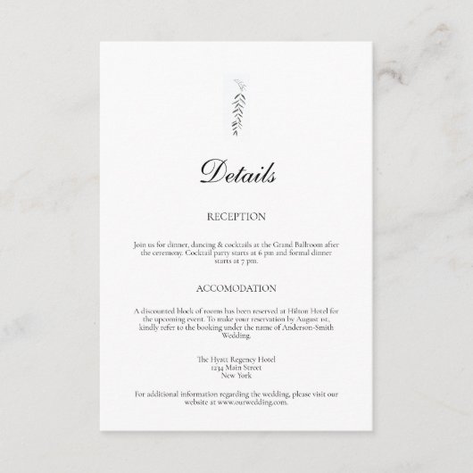 Rustieke bos en berg bruiloft details informatiekaartje (Voorkant)