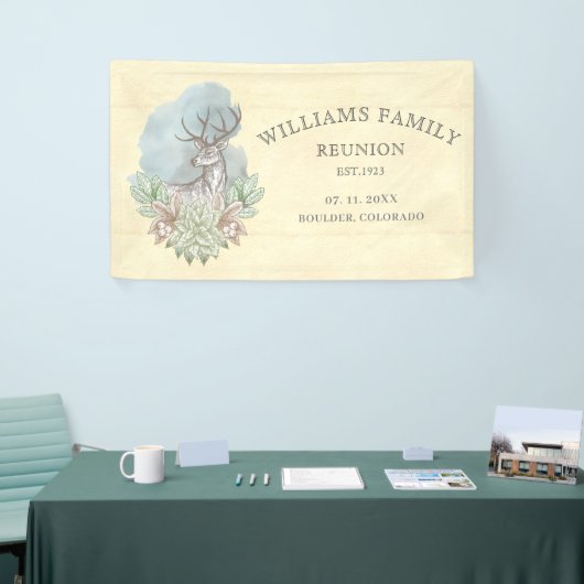 Rustieke bos familie reünie spandoek (Beurs)