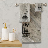 Rustieke Bos Gepersonaliseerde Gezinshut Naam Est Bad Handdoek