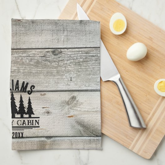 Rustieke Bos Gepersonaliseerde Gezinshut Naam Est Theedoek (Quarter Fold)