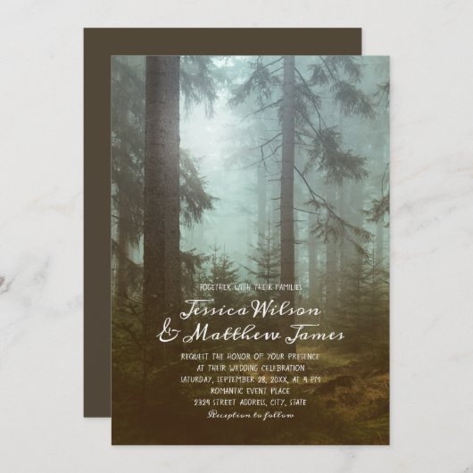 Rustieke bos groene bomen land Natuur bruiloft Kaart (Voorkant / Achterkant)