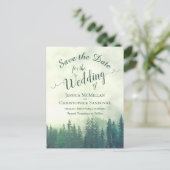 Rustieke bos groene dennen bruiloft Save the Date Aankondigingskaart (Staand voorkant)