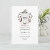 Rustieke Bos Heraldiek Monogram Haas Bruiloft Kaart (Staand voorkant)