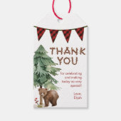 Rustieke bos-houten bedankkaartjes voor verjaardag cadeaulabel (Voorkant)