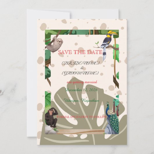 Rustieke Bos Huwelijksaankondiging Save The Date (Voorkant)