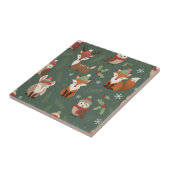 Rustieke Bos Kerst Dieren Patroon Tegeltje (Zijkant)