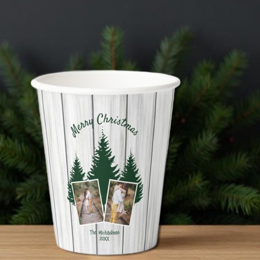 Rustieke Bos Kerst Foto Papieren Bekers