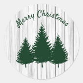 Rustieke Bos Kerst Ronde Sticker (Voorkant)