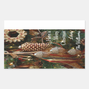 Rustieke Bos Kerstvakantie Ornamenten Rechthoekige Sticker