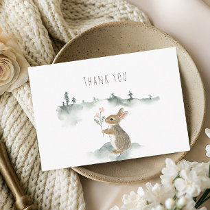 Rustieke Bos Konijn Aquarel Baby Shower Thema Bedankkaart