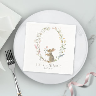 Rustieke Bos Konijn Waterverf Baby Shower Servet