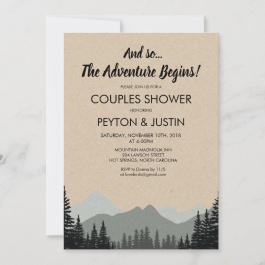 rustieke bos koppels douche uitnodiging (Voorkant)