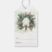 Rustieke bos krans chic kerstfeest cadeaulabel (Voorkant)