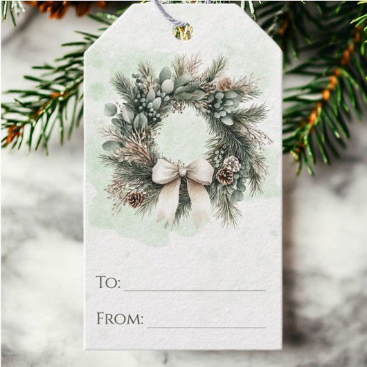 Rustieke bos krans chic kerstfeest cadeaulabel