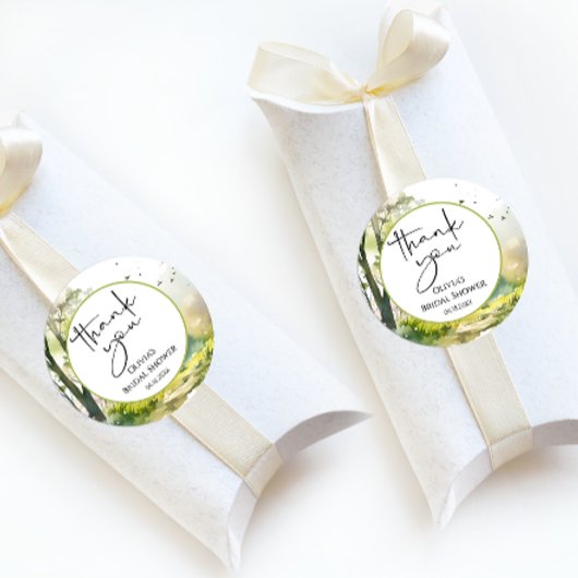 Rustieke bos lente bos dank je ronde sticker