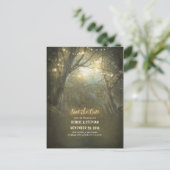 Rustieke bos lichte snaren opslaan van de datum aankondigingskaart (Staand voorkant)