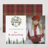 Rustieke Bos Lights Vrolijke Kerstmis Foto Feestdagenkaart (Voorkant / Achterkant)