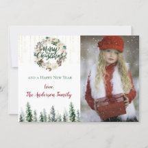 Rustieke Bos Lights Vrolijke Kerstmis Foto