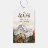 Rustieke bos "Oh jongen" beren baby shower Cadeaulabel (Voorkant)