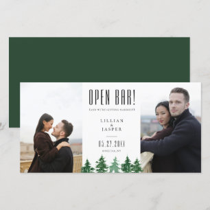 Rustieke bos OPEN BAR Save the Date Humor Aankondiging