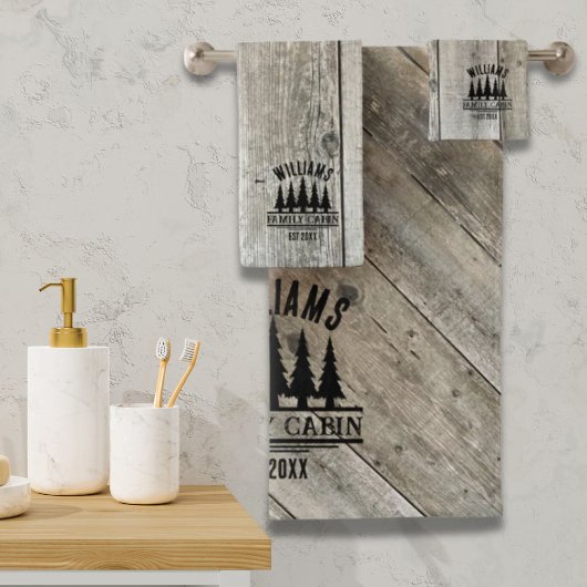 Rustieke Bos Persoonlijke Gezinscabinnaam Est Bad Handdoek