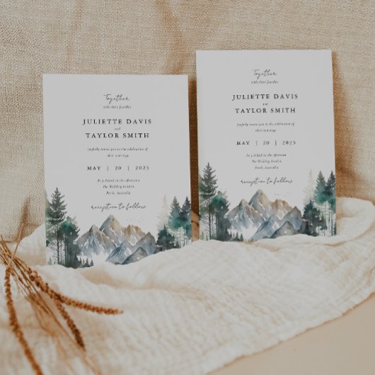 Rustieke Bos Pine Mountain bruiloft uitnodiging