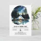 Rustieke Bos Retreat Verjaardag uitnodiging (Staand voorkant)