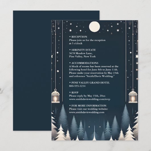 Rustieke Bos Sterren Sneeuw Heldere Winter Bruilof Informatiekaartje (Voorkant / Achterkant)