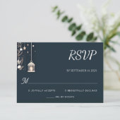 Rustieke Bos Sterren Sneeuw Heldere Winter Bruilof RSVP Kaartje (Staand voorkant)