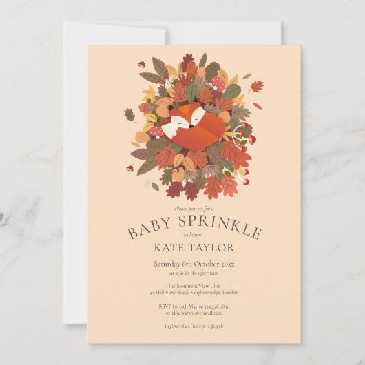 Rustieke Bos Vos Welp Baby Sprinkle Kaart (Voorkant)